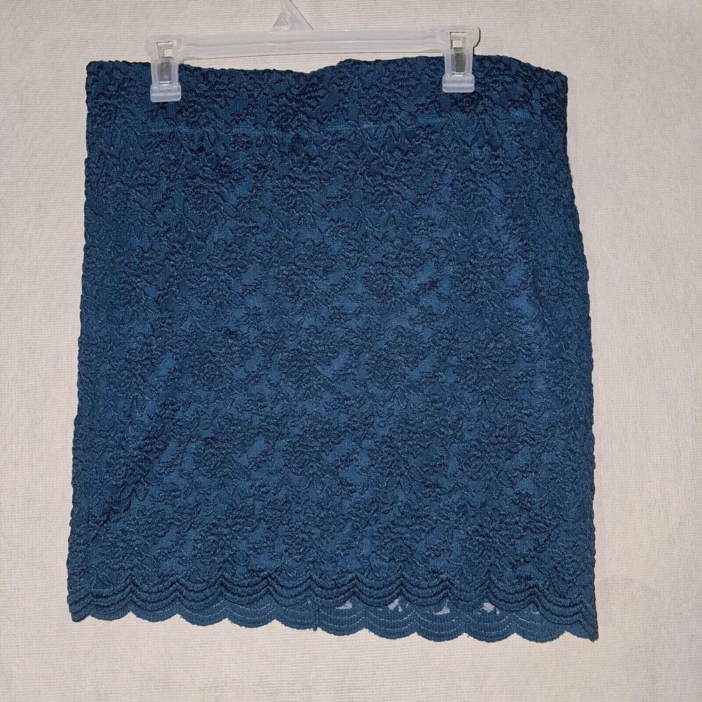 TORRID Floral Lace Mini Skirt Dark Teal Scalloped Hem Size 1X Mod Preppy Teatime